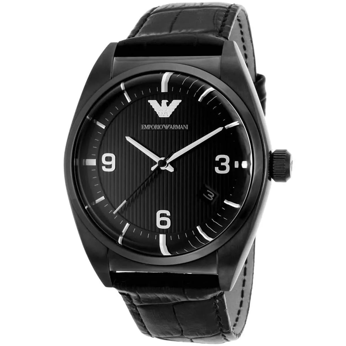  Shop Authentic Emporio Armani Franco Black Dial Black Leather Strap Watch For Men - AR0368 - Luxxuri