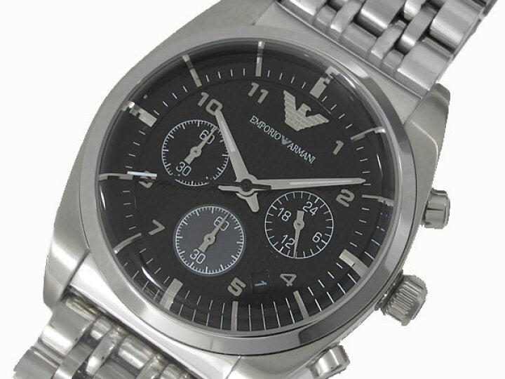  Shop Authentic Emporio Armani Franco Black Dial Silver Steel Strap Watch For Men - AR0373 - Luxxuri