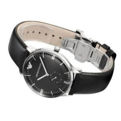  Shop Authentic Emporio Armani Gianni Quartz Black Dial Black Leather Strap Watch For Men - AR0382 - Luxxuri