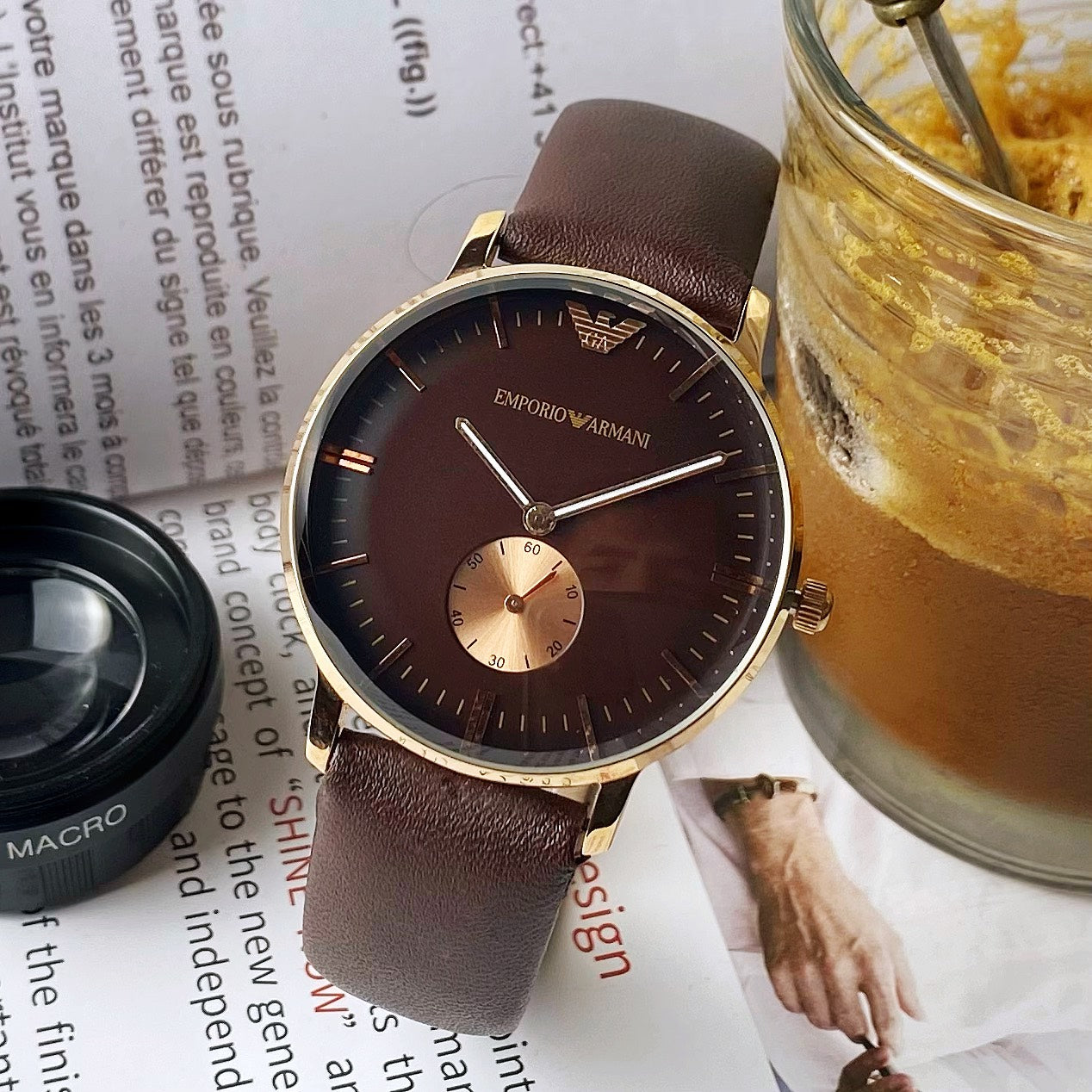  Shop Authentic Emporio Armani Classic Brown Dial Brown Leather Strap Watch For Men - AR0383 - Luxxuri