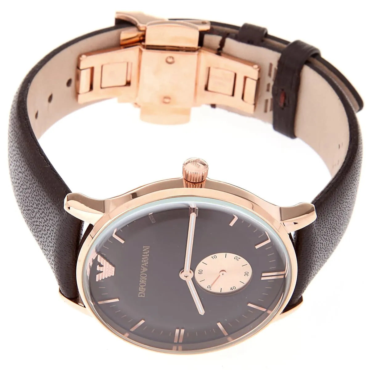  Shop Authentic Emporio Armani Classic Brown Dial Brown Leather Strap Watch For Men - AR0383 - Luxxuri