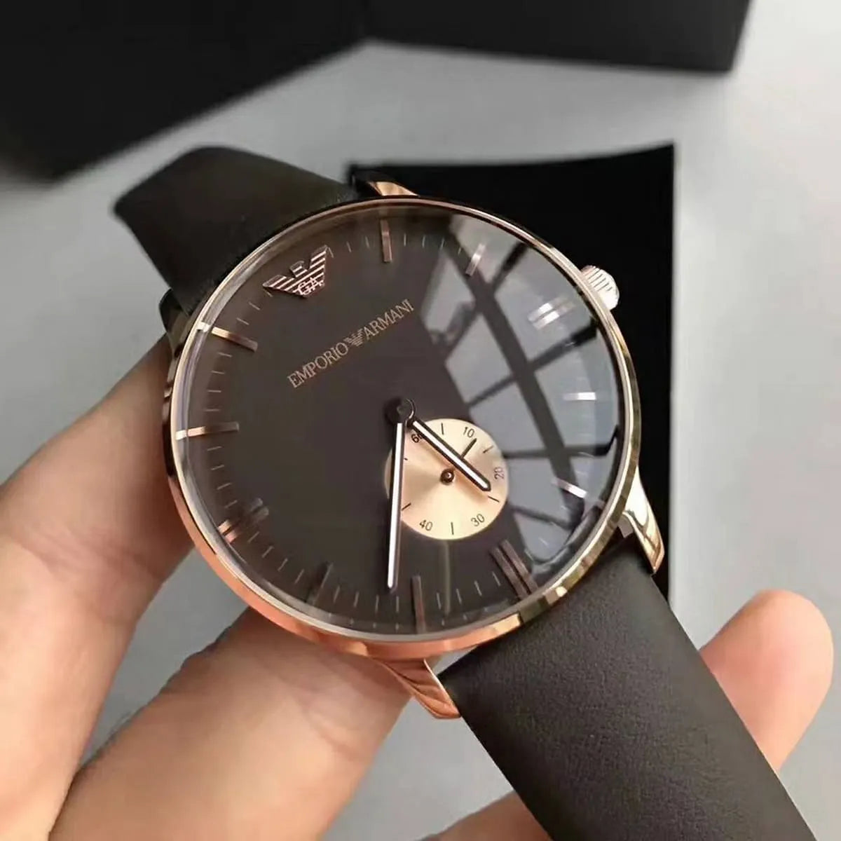  Shop Authentic Emporio Armani Classic Brown Dial Brown Leather Strap Watch For Men - AR0383 - Luxxuri