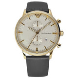  Shop Authentic Emporio Armani Gianni Beige Dial Grey Leather Strap Watch For Men - AR0386 - Luxxuri
