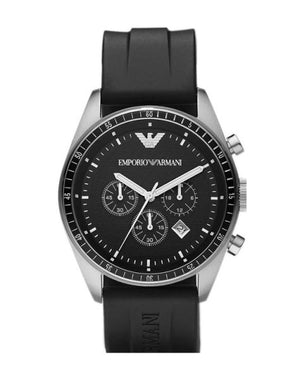  Shop Authentic Emporio Armani Sportivo Chronograph Black Dial Black Rubber Strap Watch For Men - AR0527 - Luxxuri