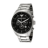  Shop Authentic Emporio Armani Sportivo Chronograph Black Dial Silver Stainless Steel Watch For Men - AR0585 - Luxxuri