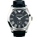  Shop Authentic Emporio Armani Valente Black Dial Black Leather Strap Watch For Men - AR0643 - Luxxuri