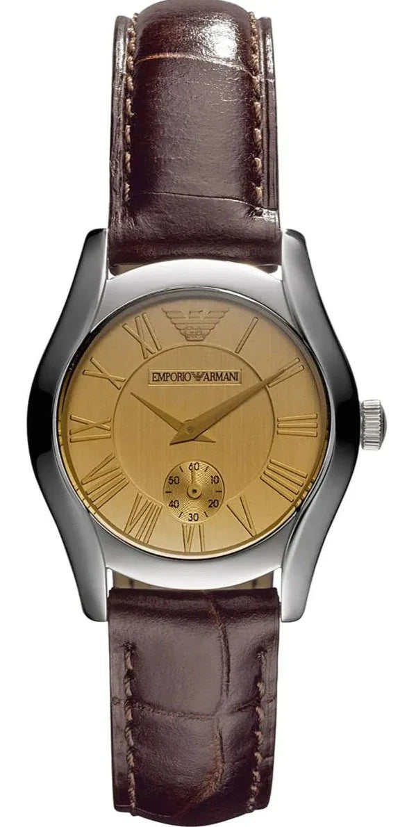  Shop Authentic Emporio Armani Classic Quartz Beige Dial Brown Leather Strap Watch For Men - AR0646 - Luxxuri