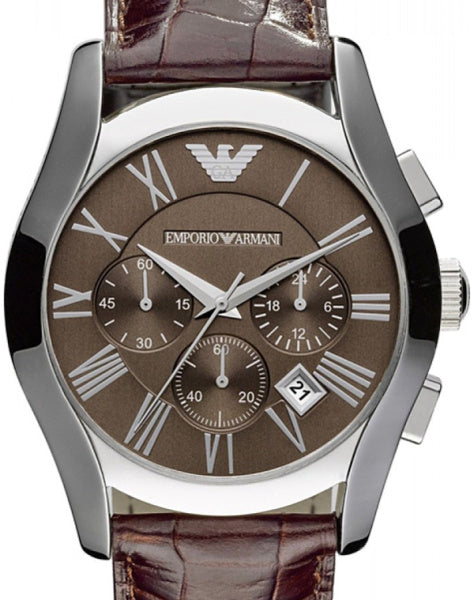  Shop Authentic Emporio Armani Valente Chronograph Brown Dial Brown Leather Strap Watch For Men - AR0671 - Luxxuri