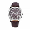  Shop Authentic Emporio Armani Valente Chronograph Brown Dial Brown Leather Strap Watch For Men - AR0671 - Luxxuri