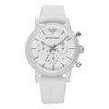  Shop Authentic Emporio Armani Classic Chronograph White Dial White Rubber Strap Watch For Men - AR1054 - Luxxuri