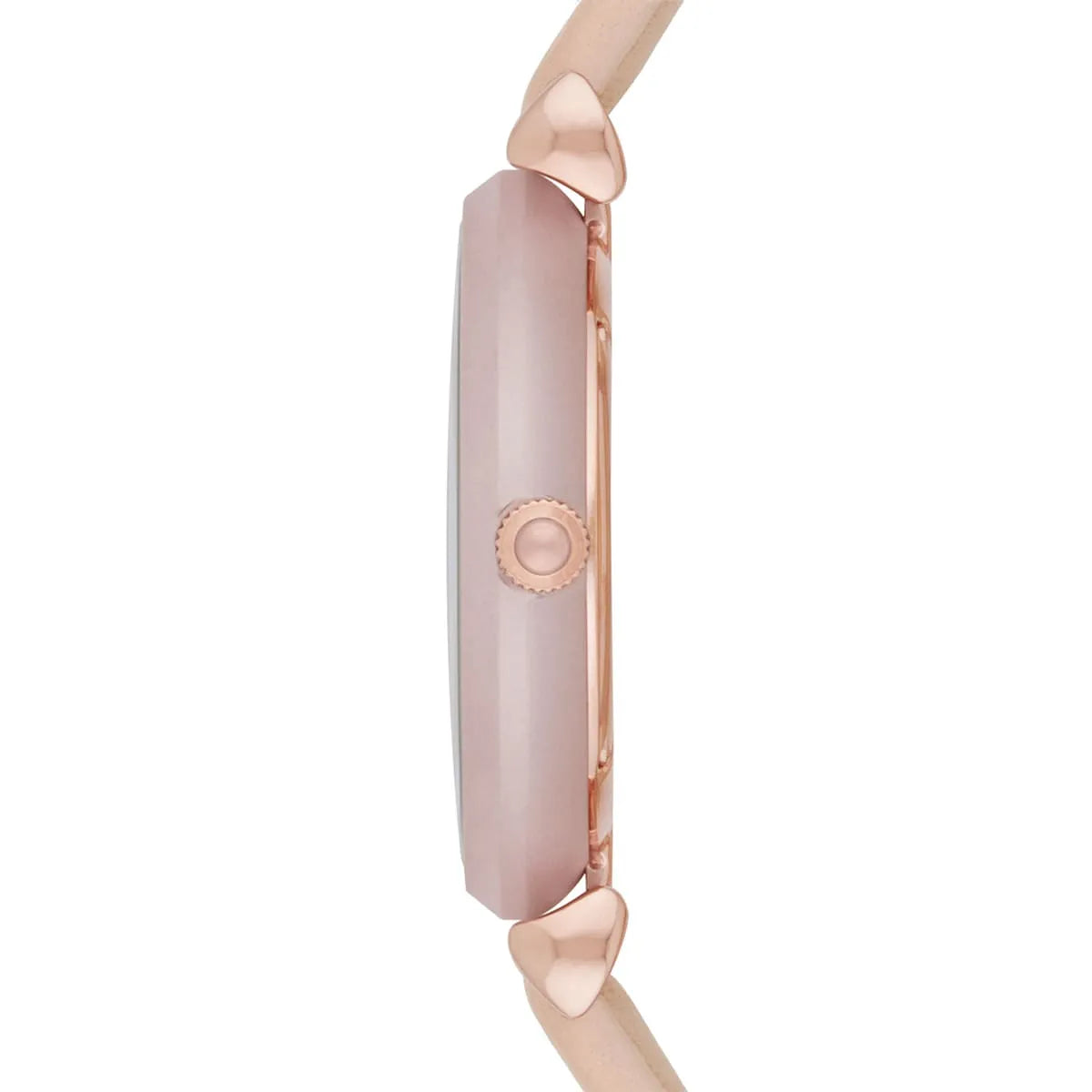 Emporio Armani Gianni T-Bar Quartz Rose Gold Dial Pink Leather Strap Watch For Women - AR11001