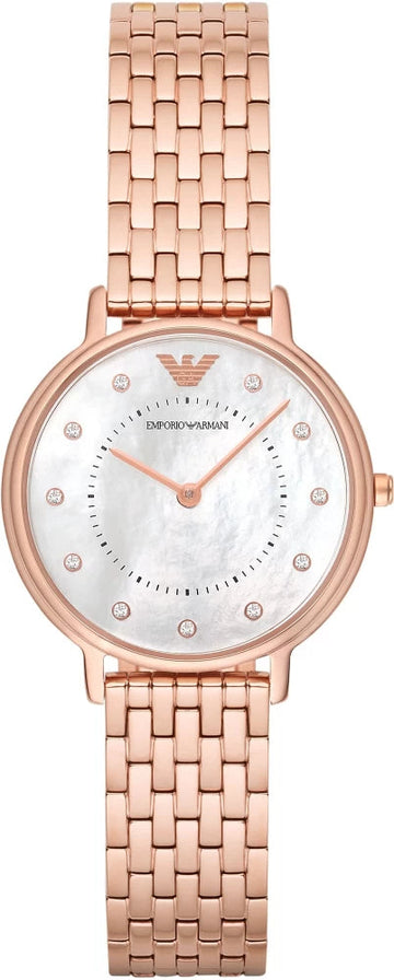  Shop Authentic Emporio Armani Kappa Analog Mother of Pearl Dial Rose Gold Steel Strap Watch For Women - AR11006 - Luxxuri