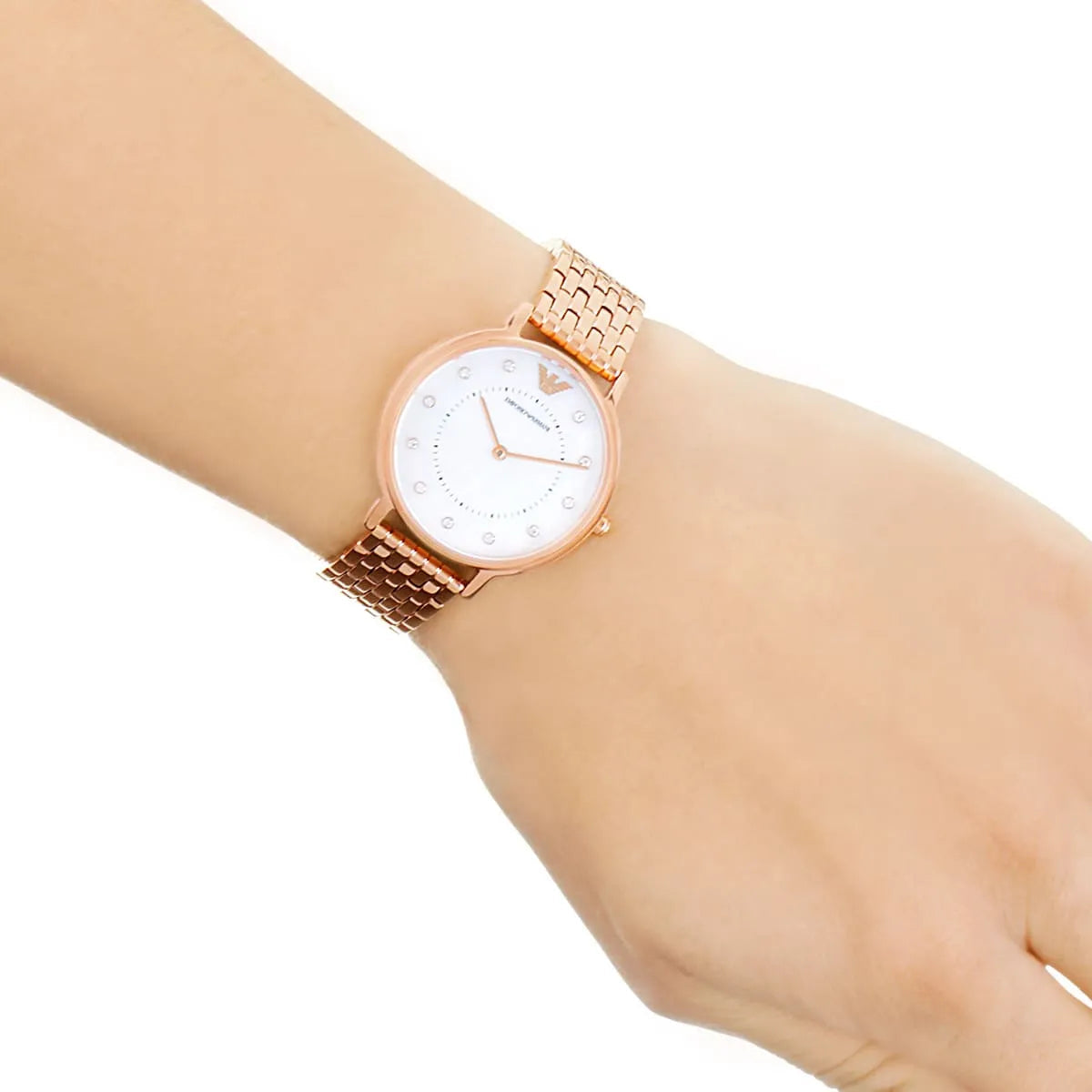  Shop Authentic Emporio Armani Kappa Analog Mother of Pearl Dial Rose Gold Steel Strap Watch For Women - AR11006 - Luxxuri