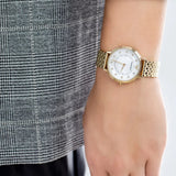  Shop Authentic Emporio Armani Dress Analog Mother of Pearl Dial Gold Steel Strap Watch For Women - AR11007 - Luxxuri