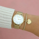  Shop Authentic Emporio Armani Dress Analog Mother of Pearl Dial Gold Steel Strap Watch For Women - AR11007 - Luxxuri