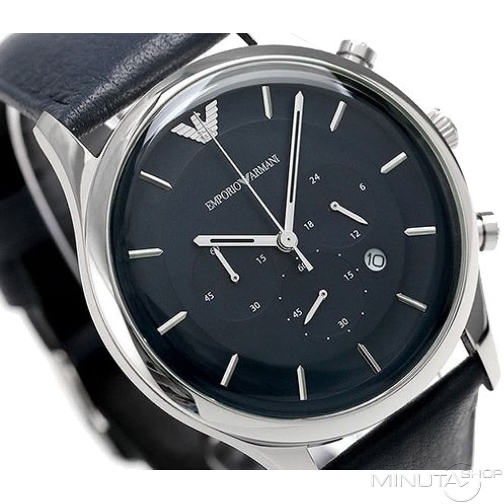 Shop Authentic Emporio Armani Lambda Chronograph Blue Dial Blue Leather Strap Watch For Men - AR11018 - Luxxuri