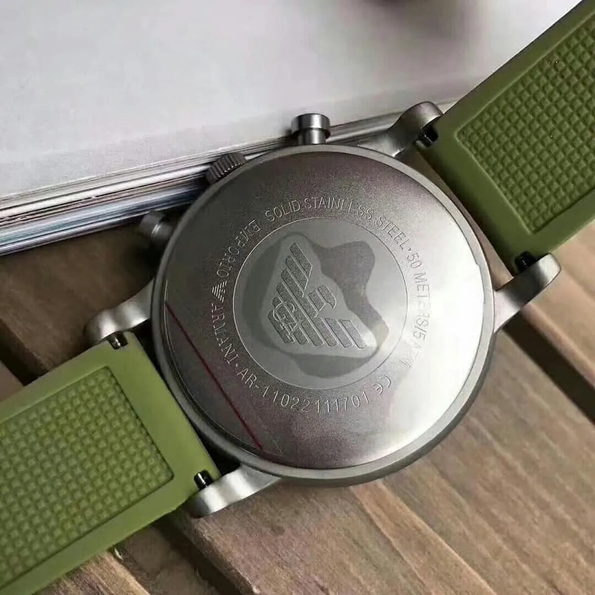  Shop Authentic Emporio Armani Chronograph White Dial Green Rubber Strap Watch For Men - AR11022 - Luxxuri