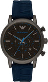  Shop Authentic Emporio Armani  Luigi Chronograph Black Dial Blue Rubber Strap Watch For Men - AR11023 - Luxxuri