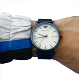  Shop Authentic Emporio Armani Luigi Quartz White Dial Blue Mesh Bracelet Watch For Men - AR11025 - Luxxuri