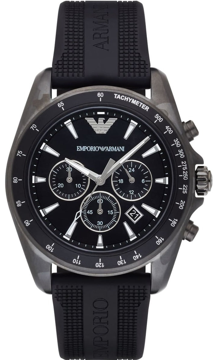  Shop Authentic Emporio Armani Giovanni Chronograph Black Dial Black Rubber Strap Watch For Men - AR11028 - Luxxuri