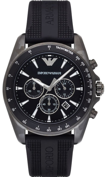  Shop Authentic Emporio Armani Giovanni Chronograph Black Dial Black Rubber Strap Watch For Men - AR11028 - Luxxuri