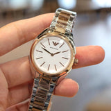  Shop Authentic Emporio Armani Analog White Dial Two Tone Steel Strap Watch For Women - AR11029 - Luxxuri