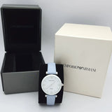  Shop Authentic Emporio Armani Gianni T-Bar Mother Of Pearl White Dial Grey Leather Strap Watch For Women - AR11039 - Luxxuri