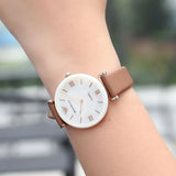  Shop Authentic Emporio Armani Gianni T Bar Quartz Mother of Pearl White Dial Brown Leather Strap Watch For Women - AR11040 - Luxxuri