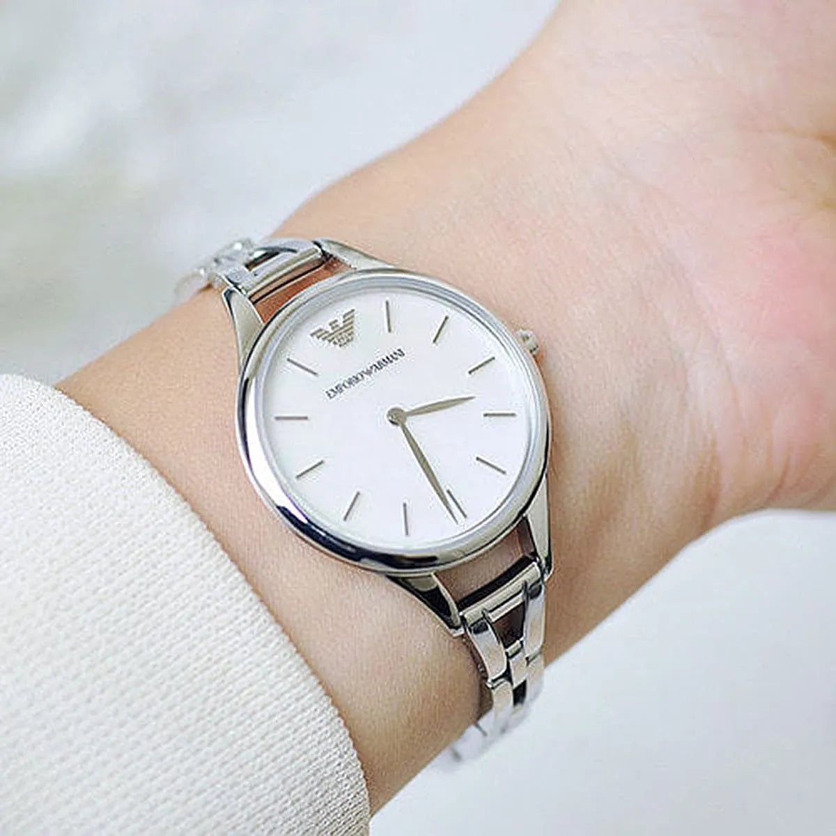  Shop Authentic Emporio Armani Aurora Mother Of Pearl White Dial Silver Steel Strap Watch For Women - AR11054 - Luxxuri