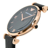  Shop Authentic Emporio Armani Gianni T Bar Black Mother of Pearl Dial Black Leather Strap Watch For Women - AR11060 - Luxxuri