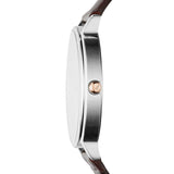  Shop Authentic Emporio Armani Dress Quartz Silver Dial Brown Leather Strap Watch For Women - AR11063 - Luxxuri