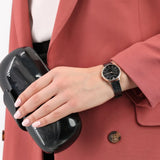  Shop Authentic Emporio Armani Kappa Quartz Black Dial Black Leather Strap Watch For Women - AR11064 - Luxxuri