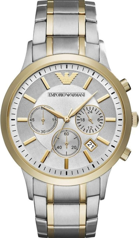  Shop Authentic Emporio Armani Renato Chronograph Quartz Silver Dial Two Tone Steel Strap Watch For Men - AR11076 - Luxxuri