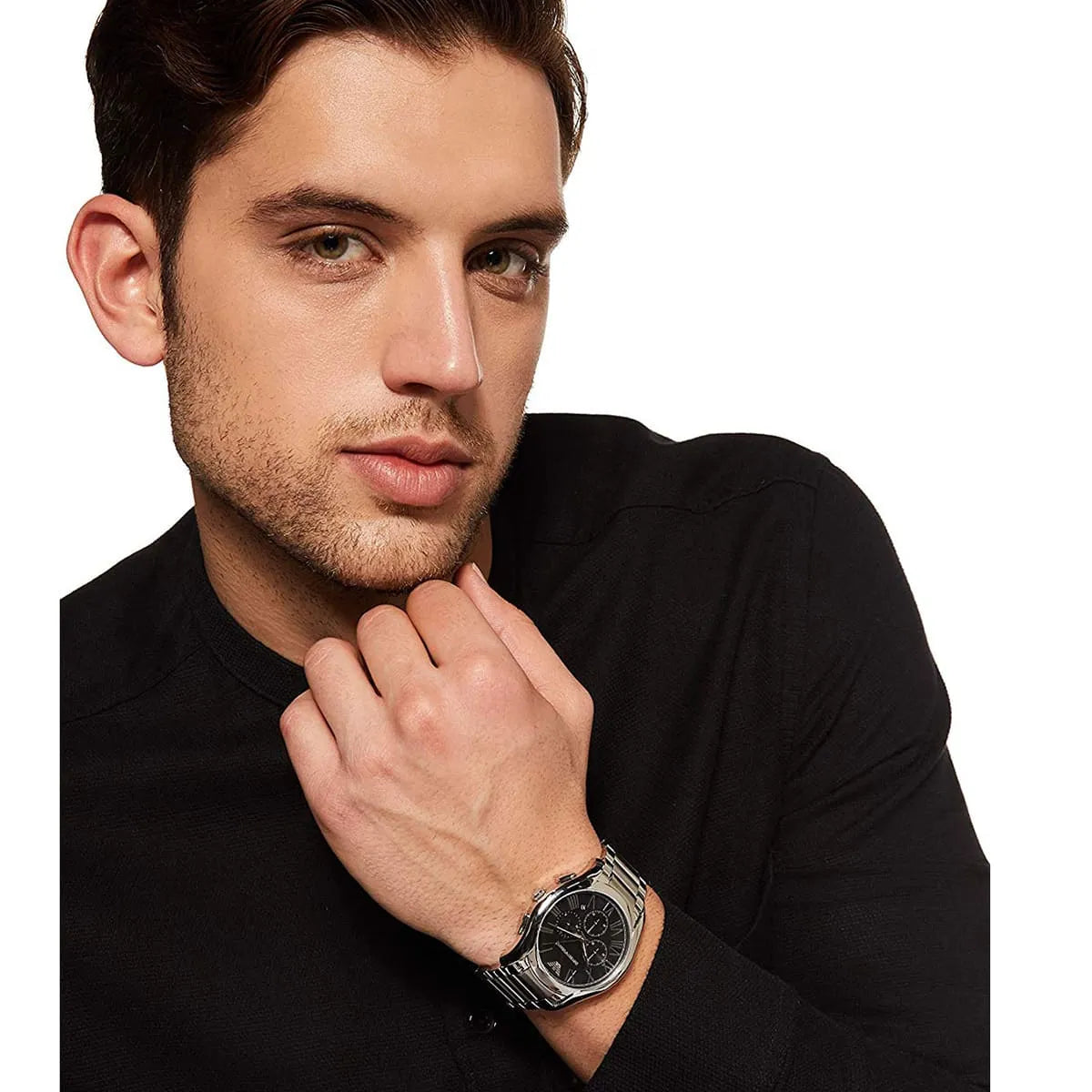  Shop Authentic Emporio Armani Valente Chronograph Quartz Black Dial Silver Steel Strap Watch For Men - AR11083 - Luxxuri
