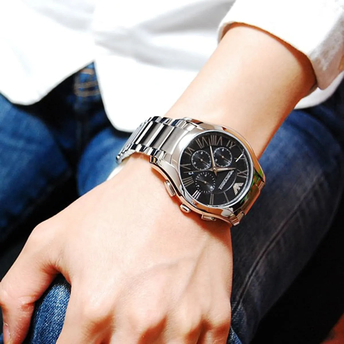  Shop Authentic Emporio Armani Valente Chronograph Quartz Black Dial Silver Steel Strap Watch For Men - AR11083 - Luxxuri