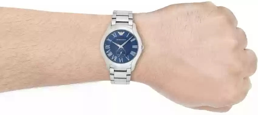 Shop Authentic Emporio Armani Valente Quartz Blue Dial Silver Steel Strap Watch For Men - AR11085 - Luxxuri