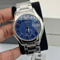  Shop Authentic Emporio Armani Valente Quartz Blue Dial Silver Steel Strap Watch For Men - AR11085 - Luxxuri