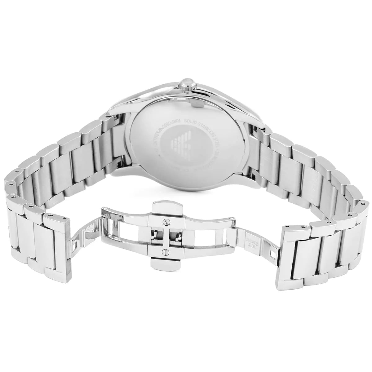 Emporio Armani Valente Quartz Black Dial Silver Steel Strap Watch For Men - AR11086