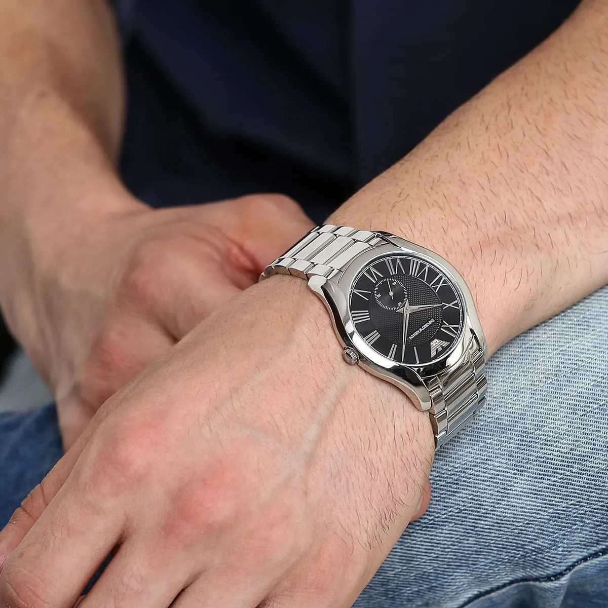  Shop Authentic Emporio Armani Valente Quartz Black Dial Silver Steel Strap Watch For Men - AR11086 - Luxxuri