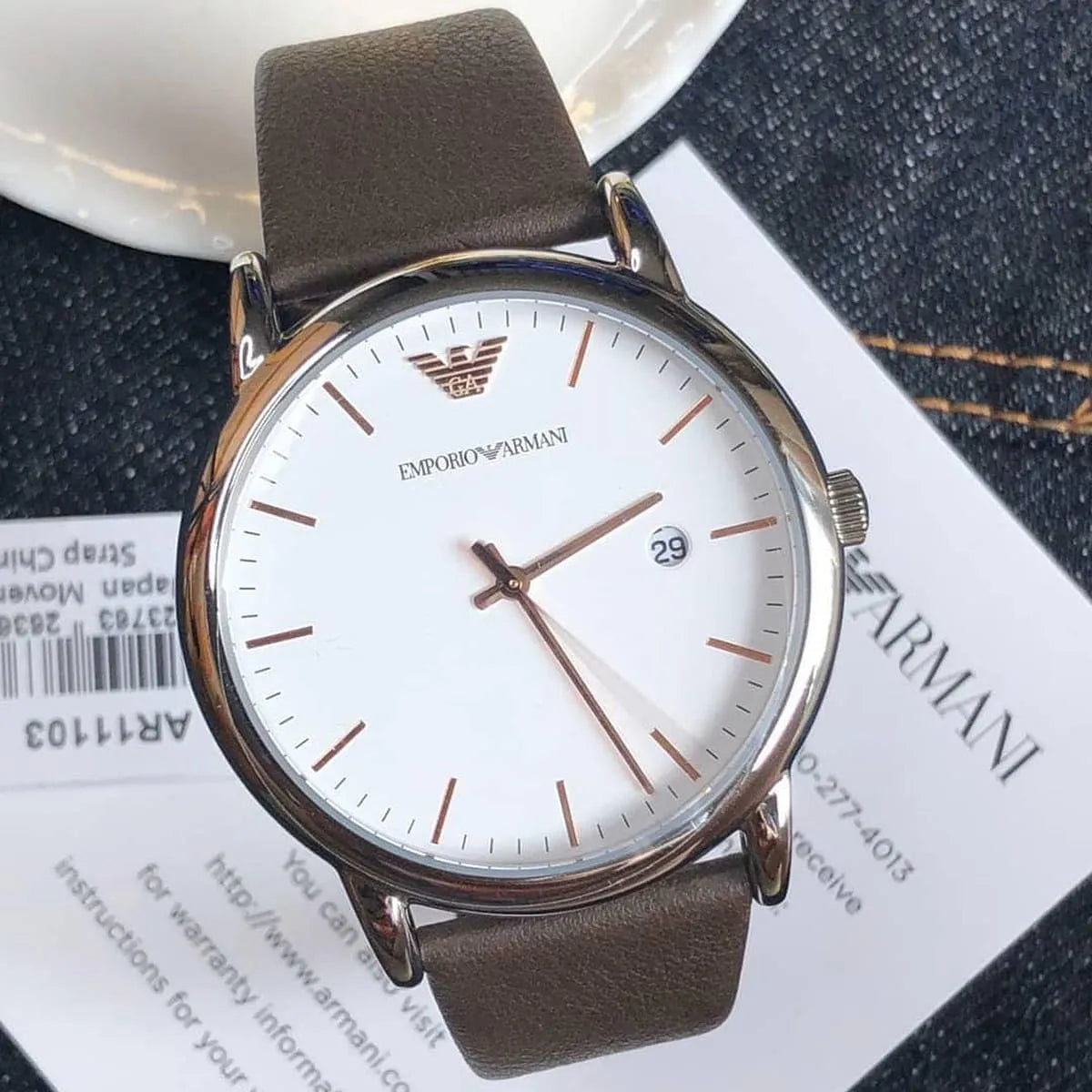  Shop Authentic Emporio Armani Kappa Quartz White Dial Brown Leather Strap Watch For Men - AR80006 - Luxxuri