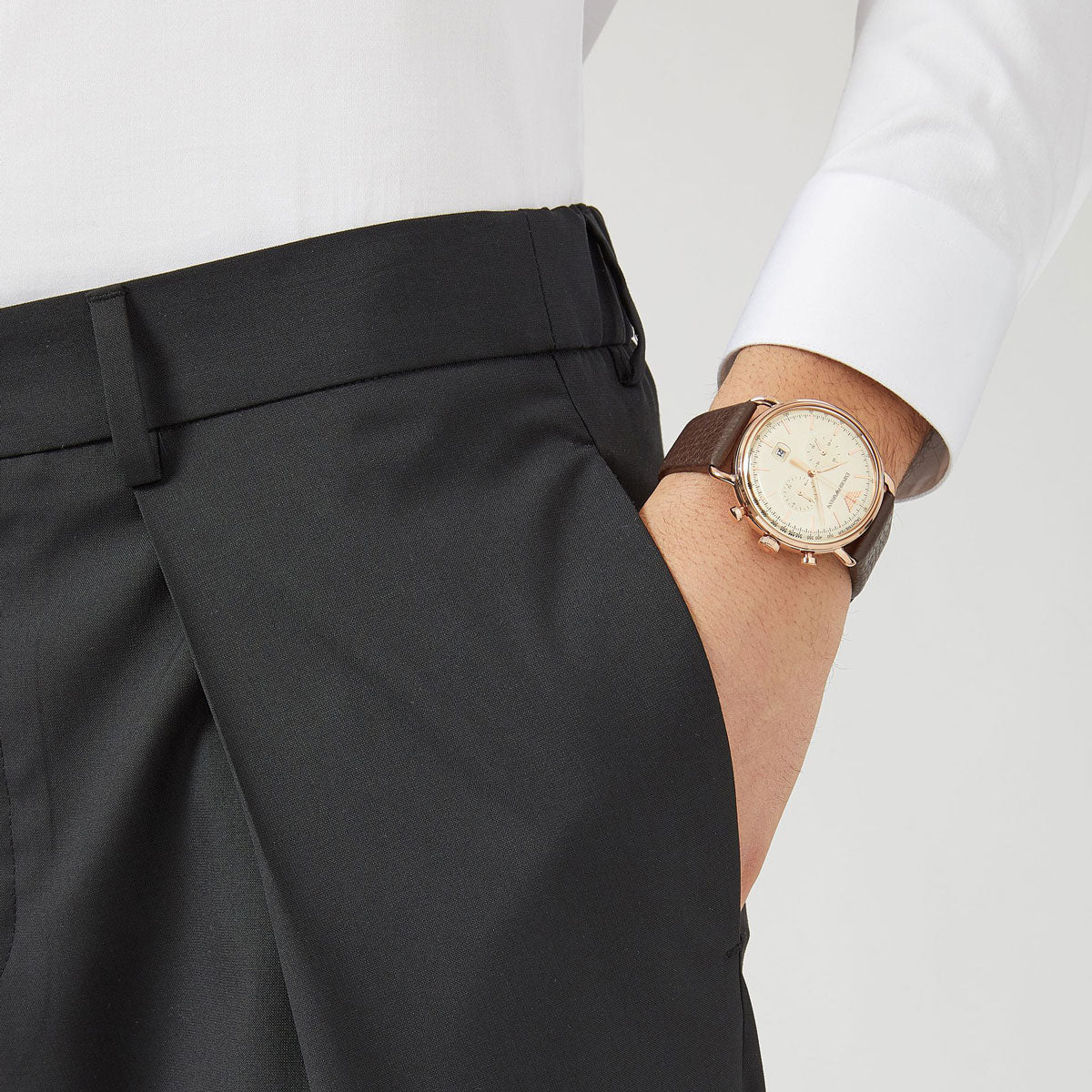  Shop Authentic Emporio Armani Aviator Grey Dial Brown Leather Strap Watch For Men - AR11106 - Luxxuri