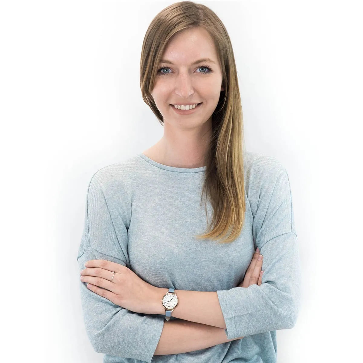  Shop Authentic Emporio Armani Aurora Quartz Mother of Pearl White Dial Blue Leather Strap Watch For Women - AR11109 - Luxxuri