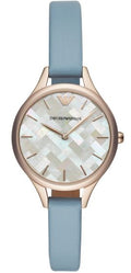  Shop Authentic Emporio Armani Aurora Quartz Mother of Pearl White Dial Blue Leather Strap Watch For Women - AR11109 - Luxxuri