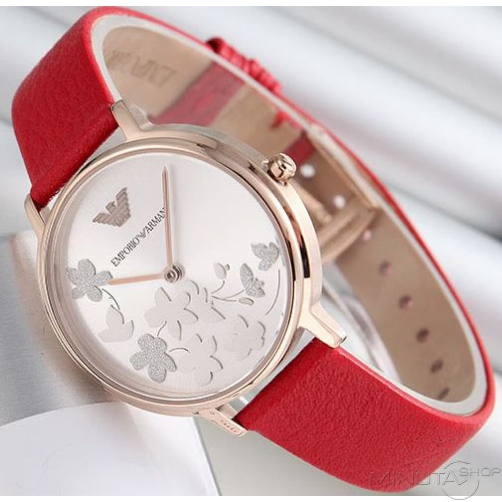  Shop Authentic Emporio Armani Kappa Classic Quartz Silver Dial Red Leather Strap Watch For Women - AR11114 - Luxxuri