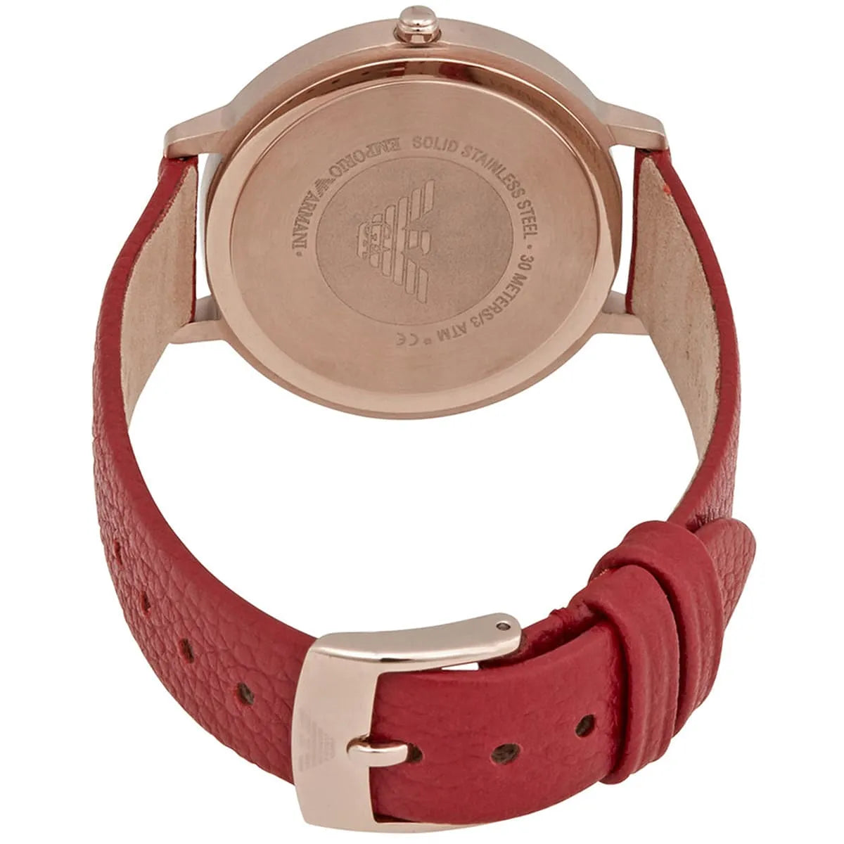  Shop Authentic Emporio Armani Kappa Classic Quartz Silver Dial Red Leather Strap Watch For Women - AR11114 - Luxxuri