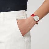  Shop Authentic Emporio Armani Kappa Classic Quartz Silver Dial Red Leather Strap Watch For Women - AR11114 - Luxxuri