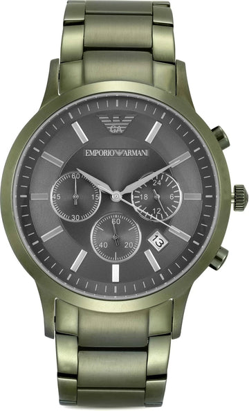  Shop Authentic Emporio Armani Renato Chronograph Quartz Grey Dial Green Steel Strap  Watch For Men - AR11117 - Luxxuri