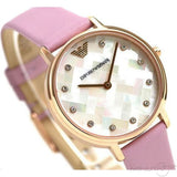  Shop Authentic Emporio Armani Kappa Mother Of Pearl White Dial Pink Leather Strap Watch For Women - AR11130 - Luxxuri