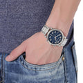  Shop Authentic Emporio Armani Luigi Chronograph Blue Dial Silver Steel Strap Watch For Men - AR11132 - Luxxuri