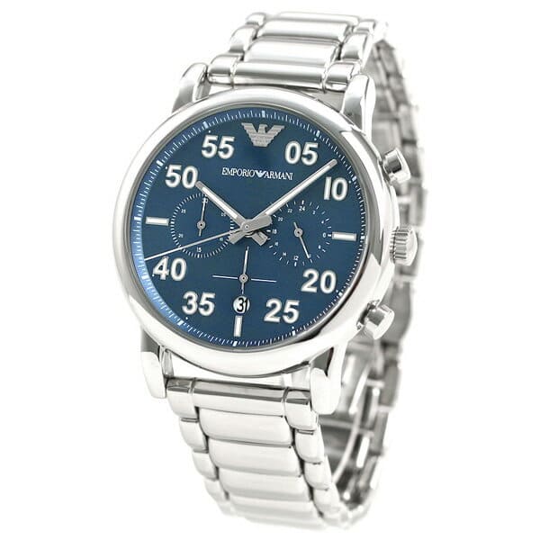  Shop Authentic Emporio Armani Luigi Chronograph Blue Dial Silver Steel Strap Watch For Men - AR11132 - Luxxuri